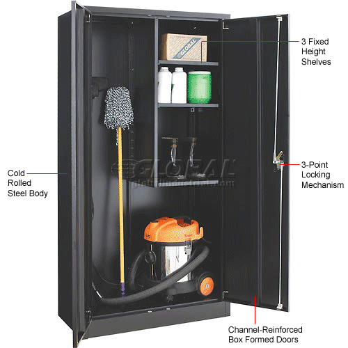 Janitorial Cabinet Assembled 36x18x72 Black