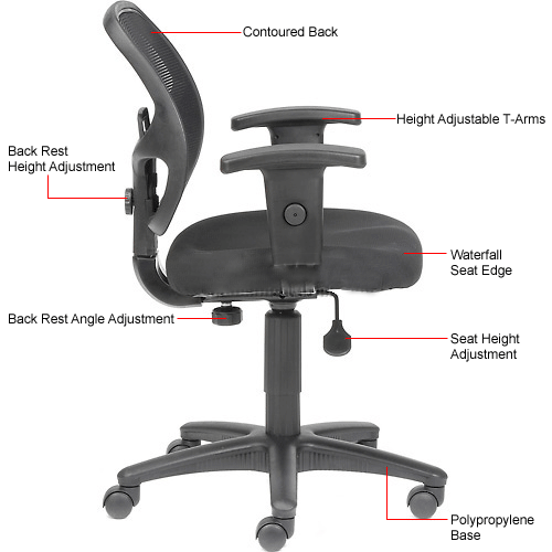 Mesh Office Chair With Arms Fabric Black