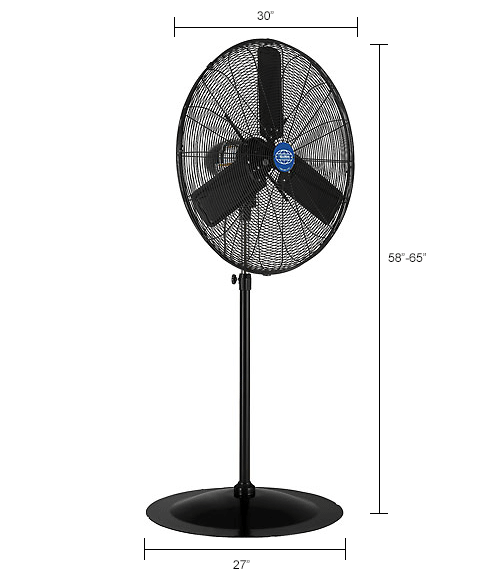 Global Industrial™ 30" Industrial Pedestal Fan, Outdoor Rated, Oscillating, 8400 CFM, 3/10 HP