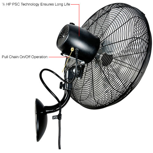 Global Industrial™ 20" Industrial Wall Mounted Oscillating Fan, 5,250