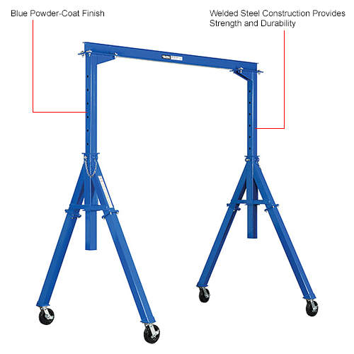 Global Industrial™ Adjustable Height Steel Gantry Crane, 10'W x 7'6"12'H, 2000 Lb. Capacity