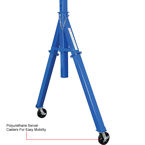 Global Industrial™ Adjustable Height Steel Gantry Crane, 10'W x 7'6"12'H, 2000 Lb. Capacity