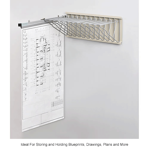 In Wall Pivot Rack Interion™ Pivot Wall Mount Blueprint Storage Rack With 12 Hangers ...