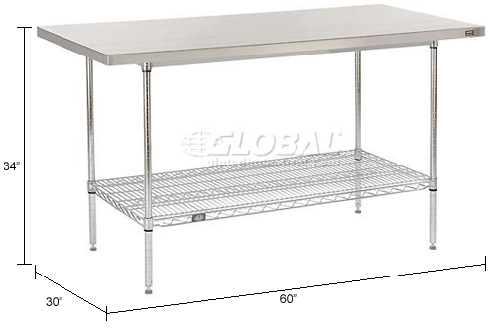 16 gauge stainless steel kitchen prep table 48x24x33