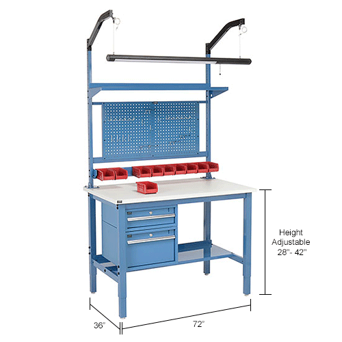 Work Bench Systems Adjustable Height Global Industrial™ 72"W x 36"D