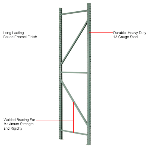 Interlake Mecalux Pallet Rack Tear Drop, Welded, Upright Frame 48