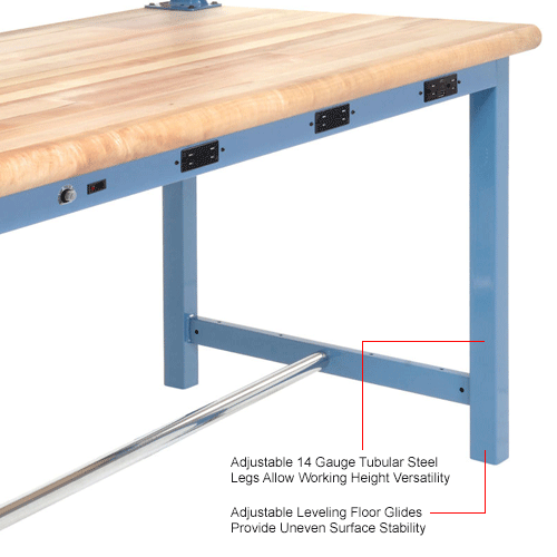 Global Industrial™ Packing Workbench W/Riser Kit & Power Apron, Maple ...