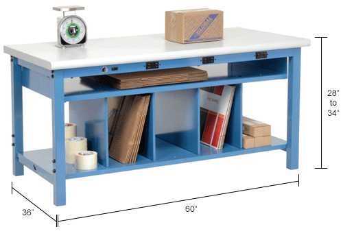 Global Industrial™ Packing Workbench W/Lower Shelf & Power, Laminate ...