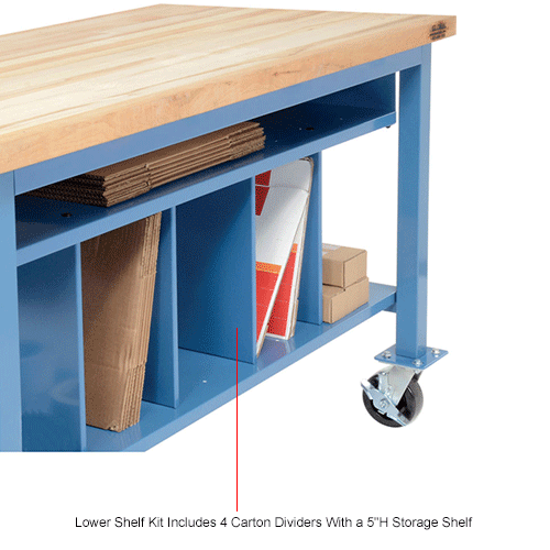 Global Industrial™ Mobile Packing Workbench W/Lower Shelf Kit, Maple ...
