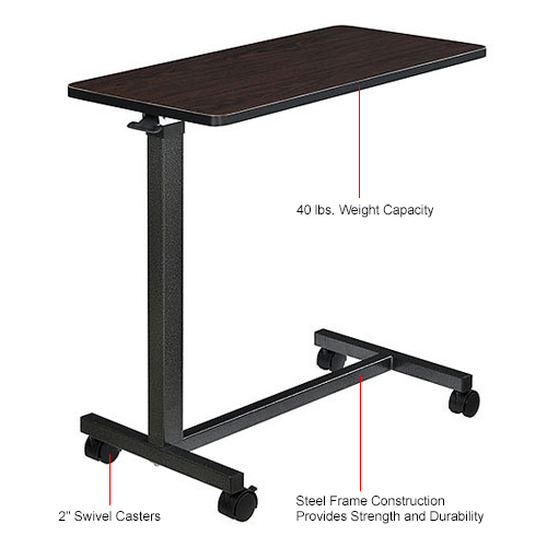 Global Industrial™ Overbed Table With HBase, Walnut Laminate Tabletop