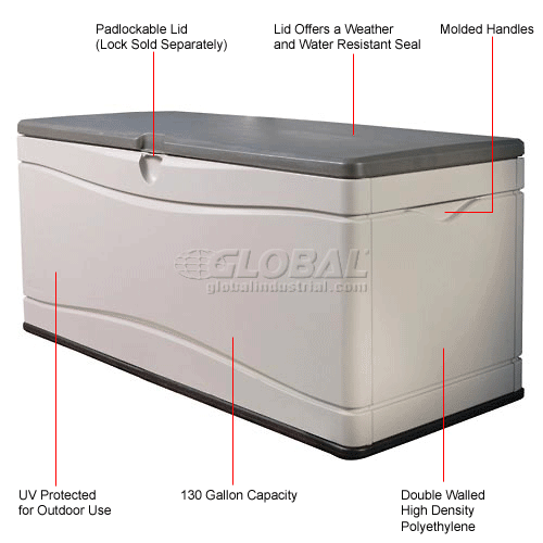 Lifetime 60012 Outdoor Deck Storage Bench Box 130 Gallon Tan W