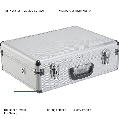 Global Industrial™ Aluminum Tool Case 18" x 14" x 6" with Tool Panel
