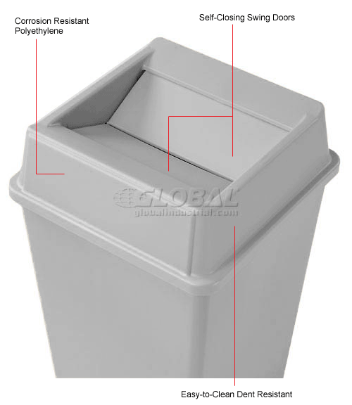 Lid For 35 & 50 Gallon Square Rubbermaid Waste Receptacles Gray