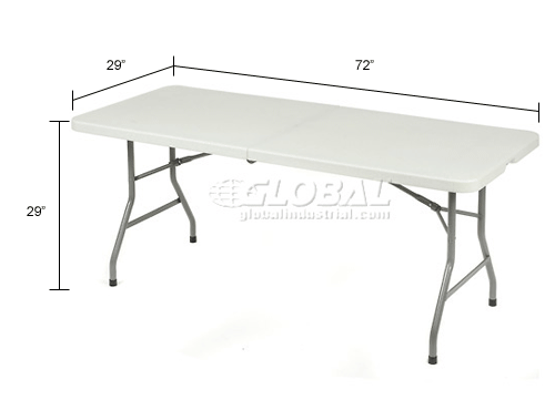 Interion Fold In Half Plastic Table 30 X 72 White 506801 Globalindustrial Ca Interion Fold In Half Plastic Table, White Folding Table Dimensions