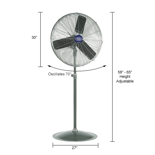 Global Industrial 30 Industrial Pedestal Oscillating Fan 8775 Cfm 1 3 Hp 585280 Globalindustrial Ca