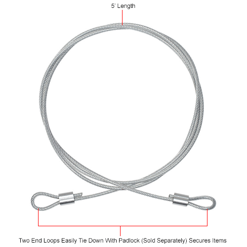 Global Industrial™ Steel Tie Down Cable 5'L Reinforced With End Loops