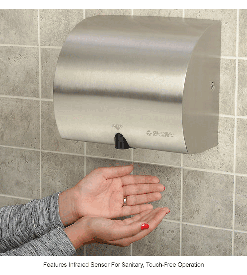 Global Industrial™ High Velocity Automatic Hand Dryer, Brushed Stainless Steel, 120V 641164