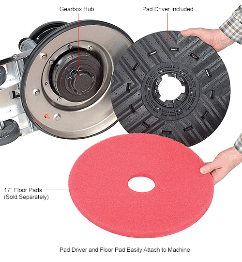 Global Industrial™ Low Speed Floor Machine, 17" Cleaning Path 641251