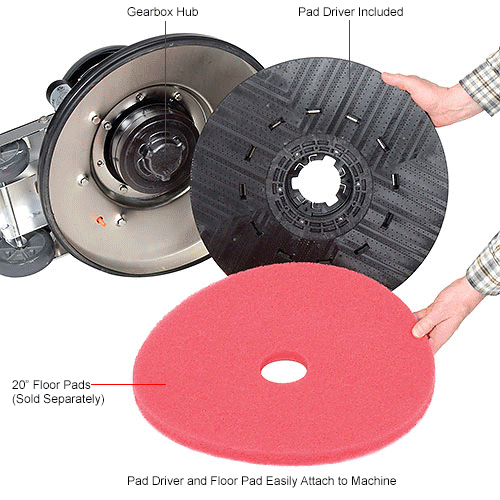 Global Industrial™ Low Speed Floor Machine, 20" Cleaning Path 641252