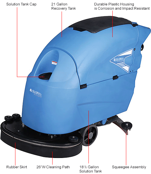 Global Industrial™ Auto Floor Scrubber With Traction Drive, 26 Cleaning  Path