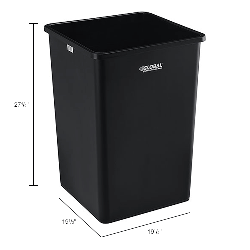 Global Industrial™ Square Plastic Trash Can 35 Gallon Black 641439bk Globalindustrialca 