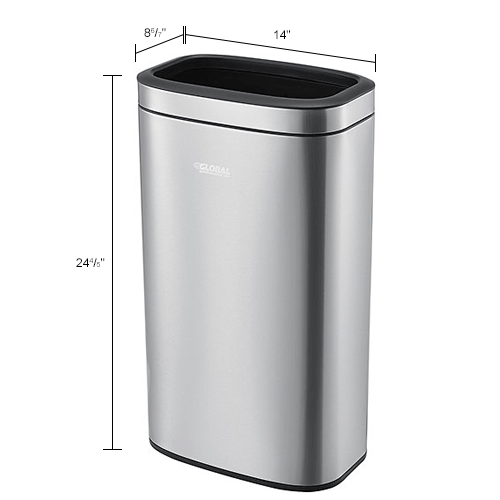 Global Industrial™ Stainless Steel Slim Open Top Trash Can 8 Gallon