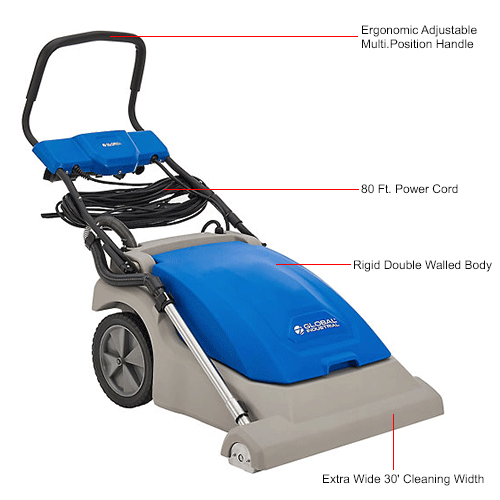 Global Industrial™ Wide Area Carpet Vacuum Cleaner, 30" Cleaning Width