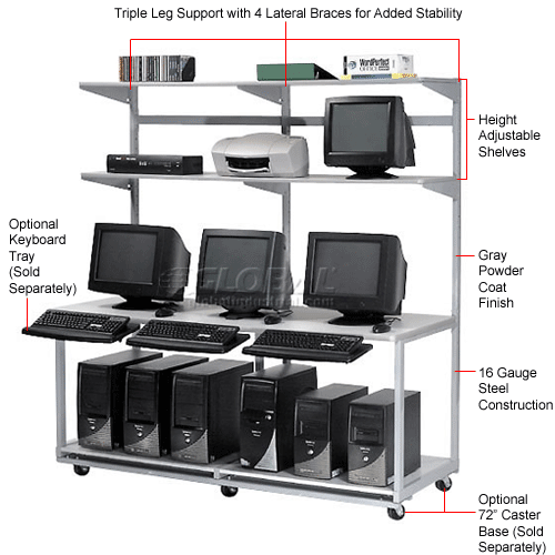 Global Industrial™ 72" Computer LAN Workstation, 72"W x 30"D x 74"H