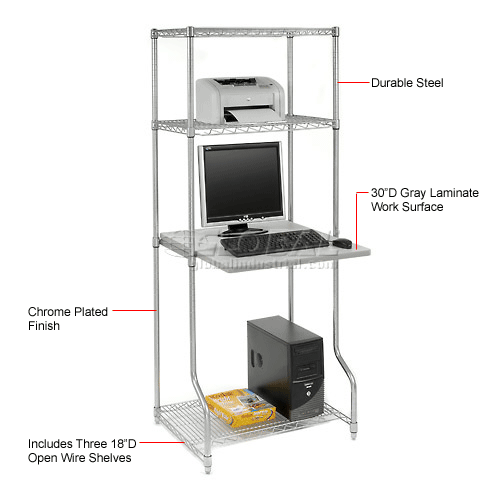 Nexel 153 4 Shelf Wire Computer Lan Workstation 30 Quot W X