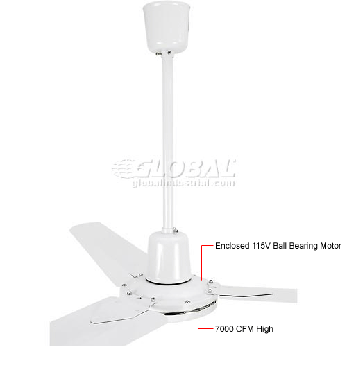 60 Industrial Ceiling Fan White 4 Speed 7000 Cfm 115v