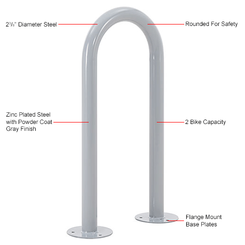 Global Industrial™ Deluxe U-Rack Bike Rack, 2-Bike Capacity, Flange ...