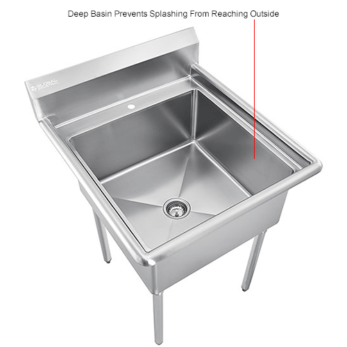 Global Industrial™ Stainless Steel Utility Sink W/8" Backsplash