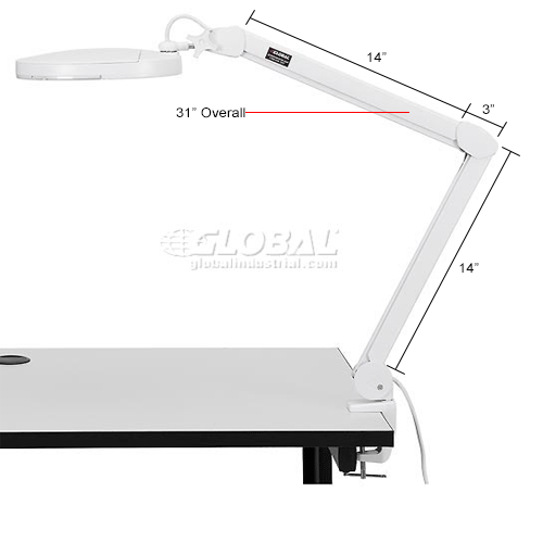 Global Industrial™ 3 Diopter LED Magnifying Lamp, White 695232
