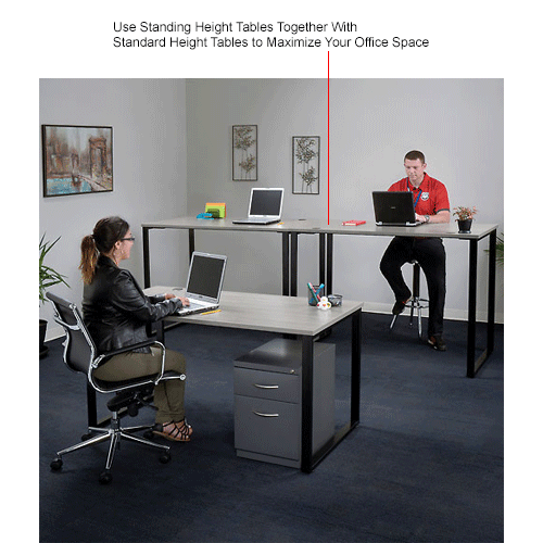 Interion Open Plan Return Desk 48 W X 24 D X 29 H Gray Top With Black Legs 695623 Globalindustrial Ca