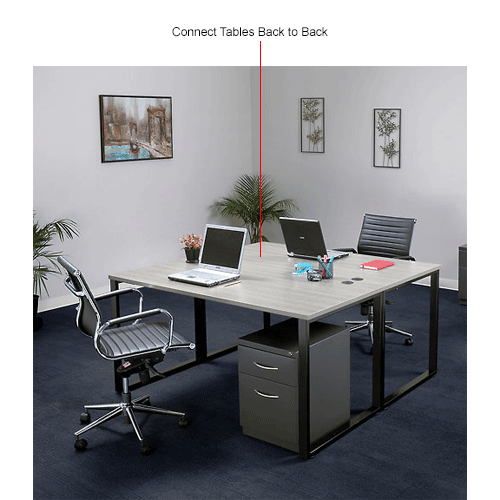 Interion Open Plan Return Desk 48 W X 24 D X 29 H Gray Top With Black Legs 695623 Globalindustrial Ca