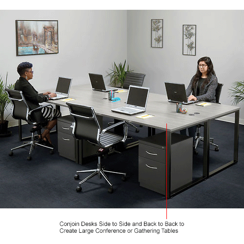 Interion Open Plan Return Desk 48 W X 24 D X 29 H Gray Top With Black Legs 695623 Globalindustrial Ca