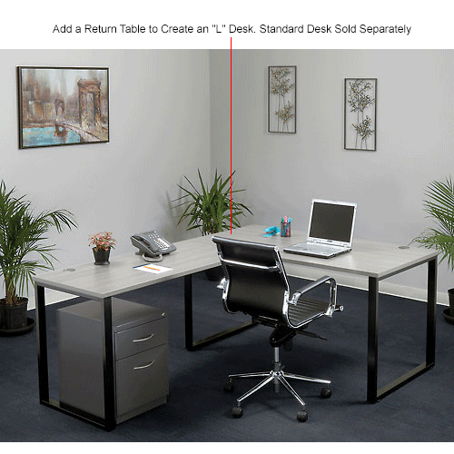 Interion Open Plan Return Desk 48 W X 24 D X 29 H Gray Top With Black Legs 695623 Globalindustrial Ca