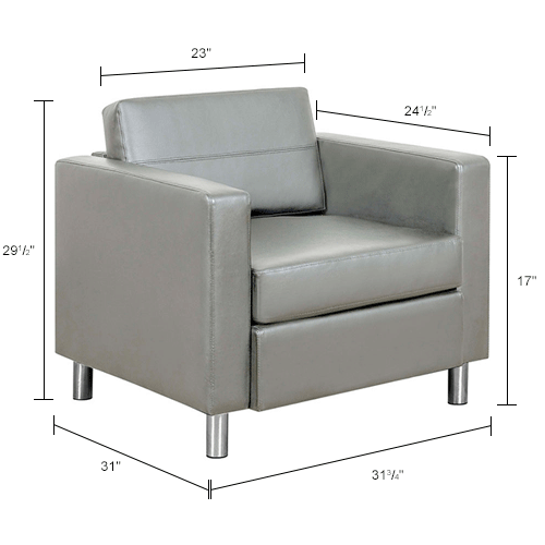 Interion® Antimicrobial Upholstered Leather Club Chair, Gray | 695735GY-AM  