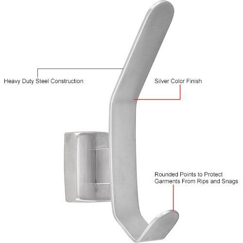 Interion® Hat & Coat Hook - Silver | 695768 - GLOBALindustrial.ca