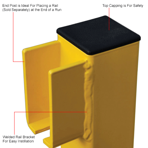 Global Industrial™ Steel Lift-Out Guard Rail End Post, Double-Rail, 42 ...