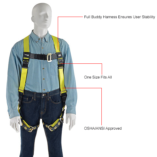 Fall Protection Harnesses Miller® H13110022 Full Body Harness, Back D Ring, Tongue Leg Strap