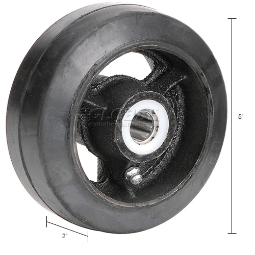 Global Industrial™ 5" x 2" MoldOn Rubber Wheel Axle Size 5/8