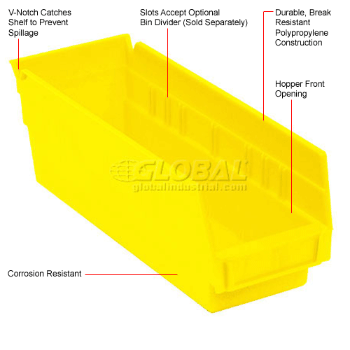 Global Industrial 13 Shelf Steel Shelving with (96) 4 H Plastic Shelf Bins, Yellow, 36x12x72 603443YL