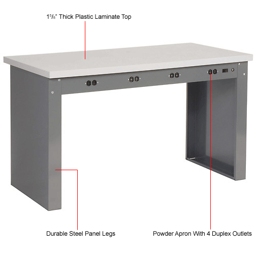 60 Quot W X 30 Quot D Panel Leg Workbench With Power Apron And Esd