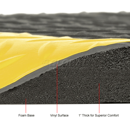 Apache Mills Diamond Foot™ Diamond Plate Mat 15/16" Thick 2' x 3' Black/Yellow Border 905180YB