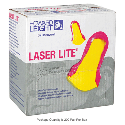 100 pairs DISPOSABLE EAR PLUG  EARPLUGS CORDED Laser Lite HOWARD LEIGHT 