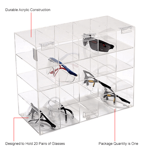 Horizon Mfg. Safety Glass Holder With Door, 5203, Holds 20 Glasses, 63