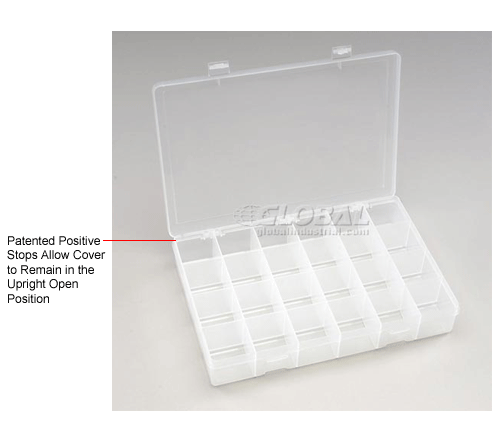 Durham Large Plastic Compartment Box LP24-CLEAR - 24 Compartments, 13-1 ...