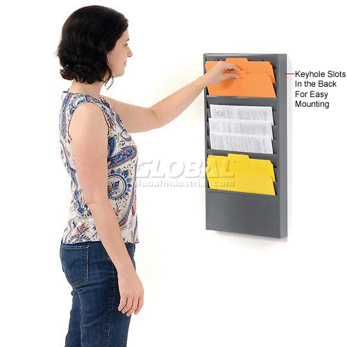 Global Industrial™ Hanging 10 Pocket Wall Mounted Medical Chart File Holder 806401
