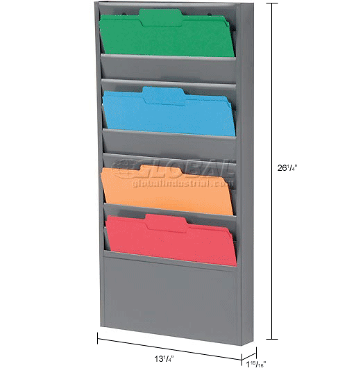 Global Industrial™ Hanging 10 Pocket Wall Mounted Medical Chart File Holder 806401